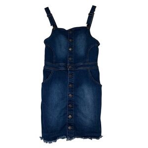 Wax Jean Dark Blue Denim Wax Jean, Size M, Blue Overalls Dress